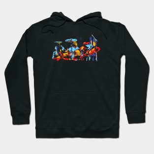 Colorful Drummer in Action Hoodie